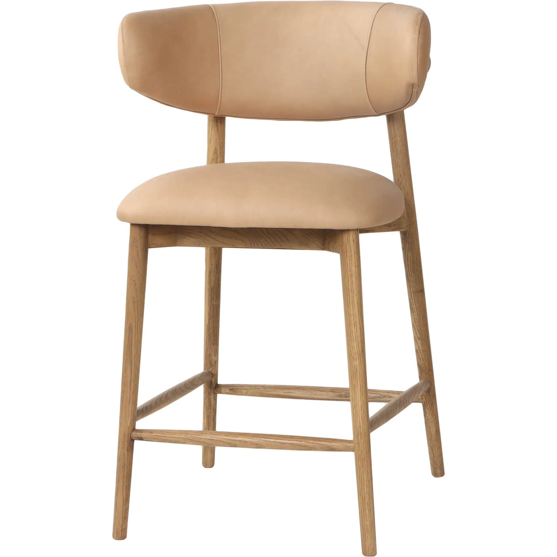 Milo Counter Stool by LH Imports in slate charcoal and natural. Made from ash wood, pu foam, polyester fiber, 100% polyester fabric in a traditional style.