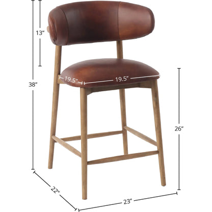 Milo Counter Stool by LH Imports in slate charcoal and natural. Made from ash wood, pu foam, polyester fiber, 100% polyester fabric in a traditional style.