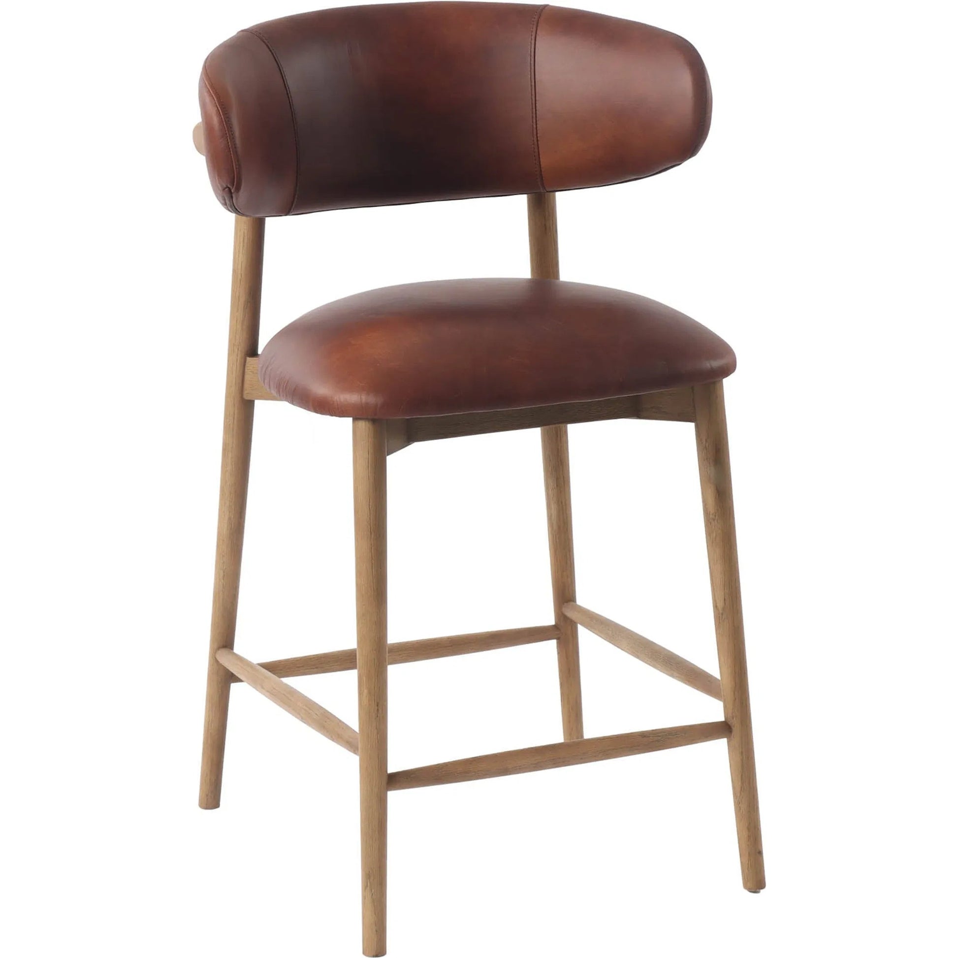 Milo Counter Stool by LH Imports in slate charcoal and natural. Made from ash wood, pu foam, polyester fiber, 100% polyester fabric in a traditional style.