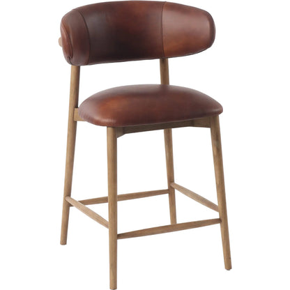 Milo Counter Stool by LH Imports in slate charcoal and natural. Made from ash wood, pu foam, polyester fiber, 100% polyester fabric in a traditional style.