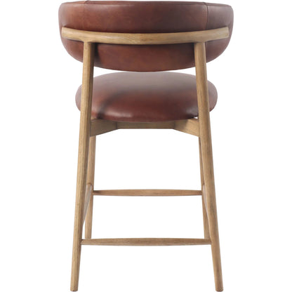 Milo Counter Stool by LH Imports in slate charcoal and natural. Made from ash wood, pu foam, polyester fiber, 100% polyester fabric in a traditional style.