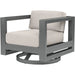 Redondo Outdoor Swivel Club by Sunset West in grays. Made from aluminum in a modern style.