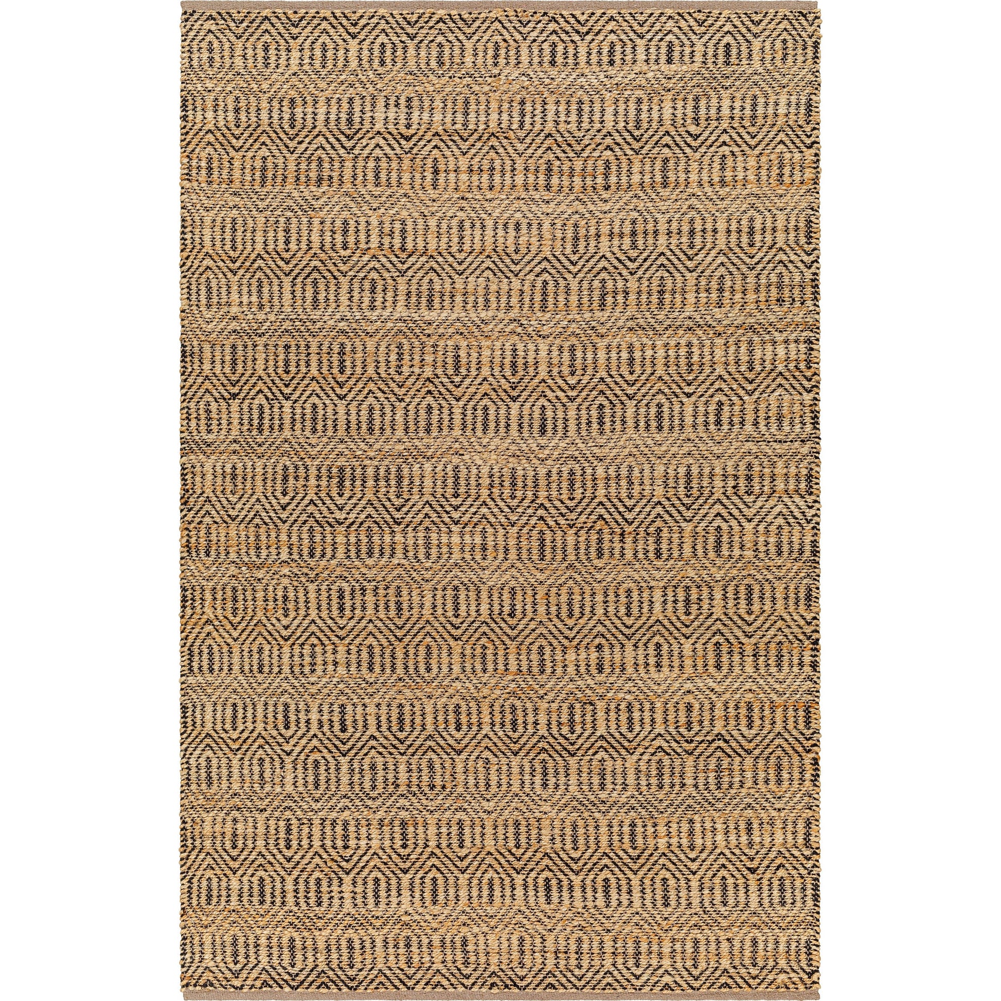 Selanik SNK-2300 Rug by Livabliss in mustard, amber, black. Made from main: 60% cotton, main: 40% jute in a unique style.