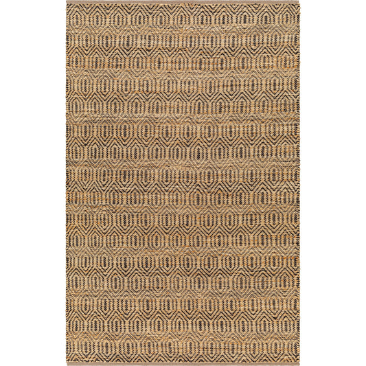 Selanik Rug - 32486 by Livabliss in mustard, amber, black. Made from main: 60% cotton, main: 40% jute in a unique style.