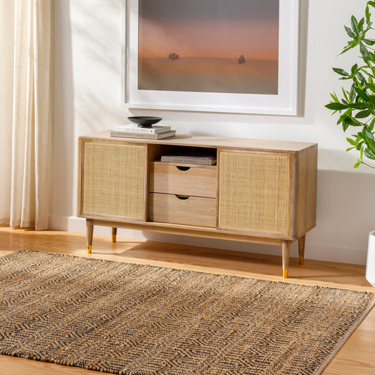 Selanik Rug - 32486 by Livabliss in mustard, amber, black. Made from main: 60% cotton, main: 40% jute in a unique style.