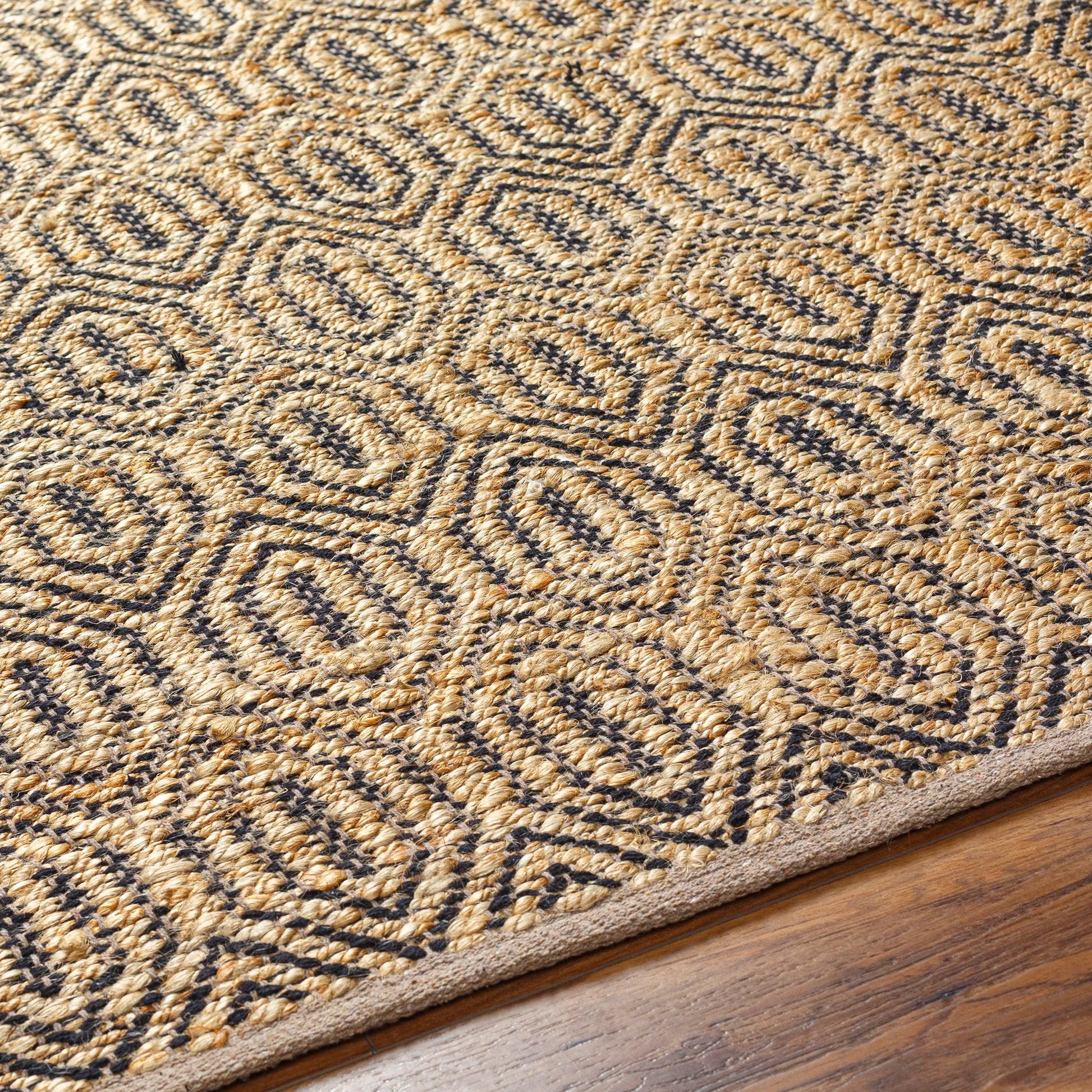 Selanik SNK-2300 Rug by Livabliss in mustard, amber, black. Made from main: 60% cotton, main: 40% jute in a unique style.