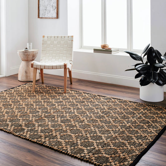 Selanik Rug - 32487 by Livabliss in beige, black. Made from main: 60% cotton, main: 40% jute in a unique style.