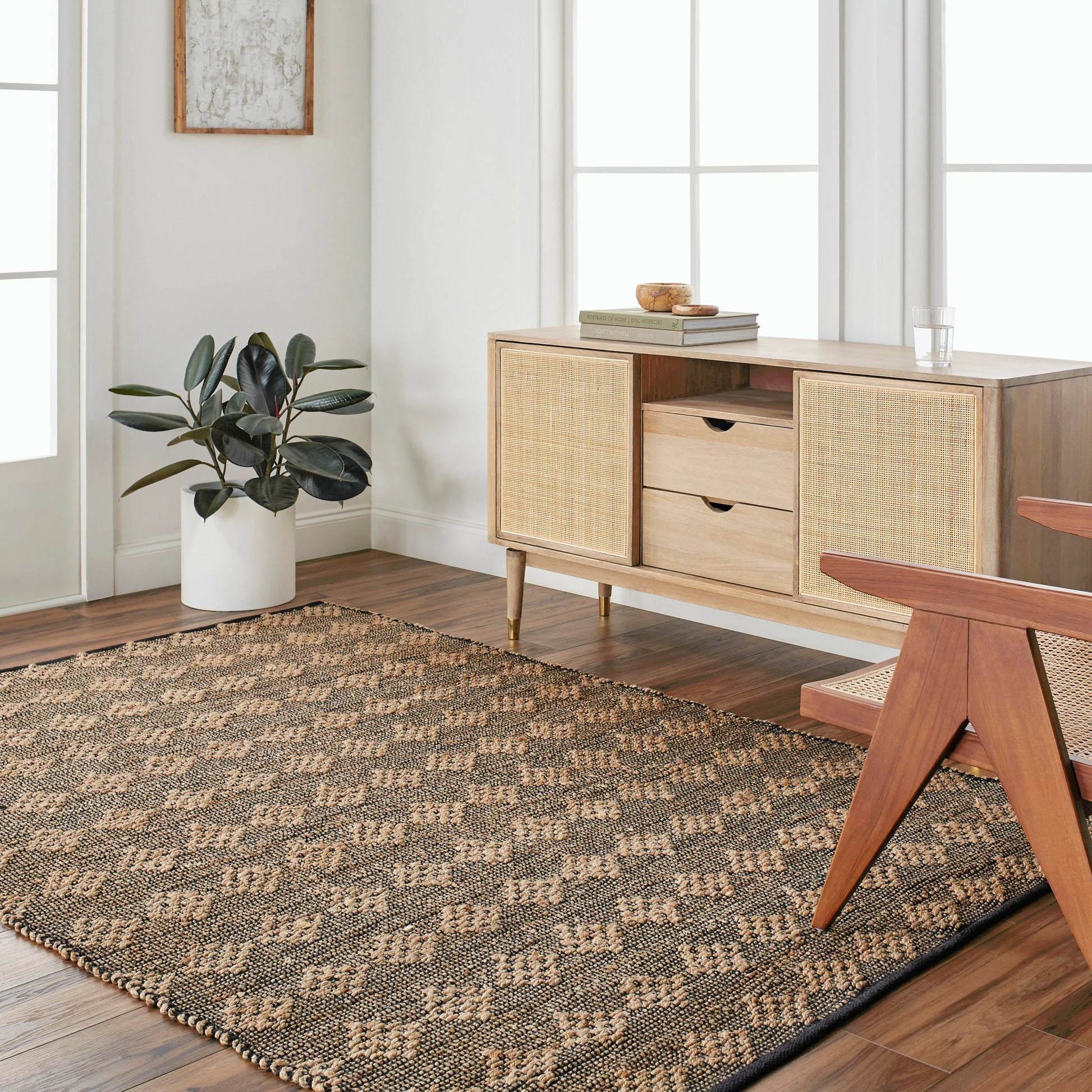 Selanik SNK-2303 Rug by Livabliss in beige, black. Made from main: 60% cotton, main: 40% jute in a unique style.