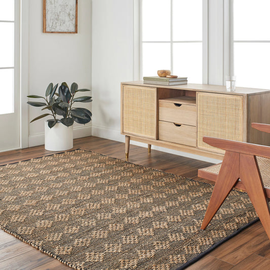 Selanik Rug - 32489 by Livabliss in beige, black. Made from main: 60% cotton, main: 40% jute in a unique style.