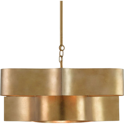 Grand Lotus Oval Chandelier by Currey and Company. Made from wrought iron in a modern style.