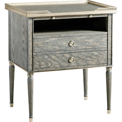 Arlingham Nightstand by Jonathan Charles in blue and chipped blue oak. Made from oak solids, veneers in a modern style.
