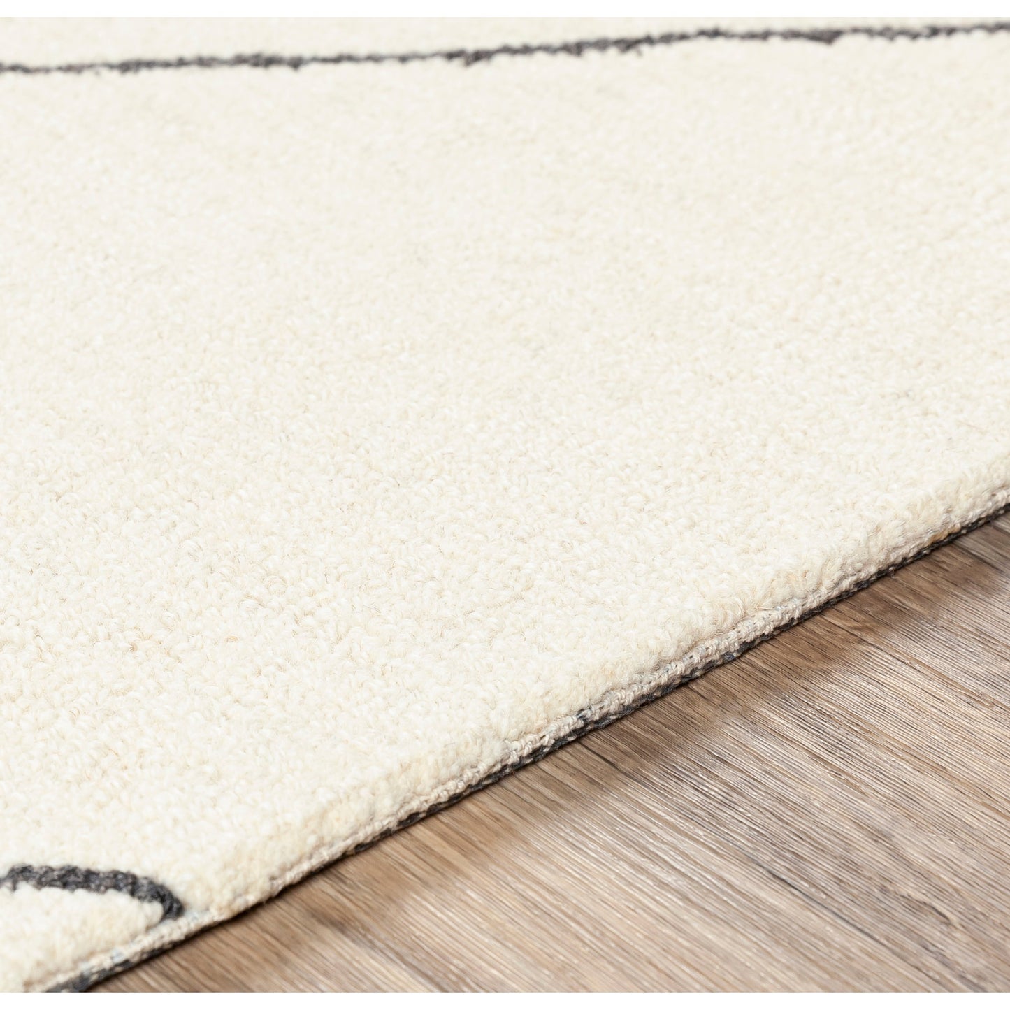 002 SI-1890573,SI-1890574,SI-1890575,SI-1890576,SI-1890577,SI-1890578 | Closeup | Sinop SNP-2304 Rug by Livabliss in black, cream. Made from 100% wool in a unique style.