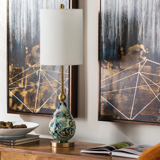 Snicarte - 29886 by Livabliss in aqua, dark blue and antiquedpaintedantiqued. Made from linen, glass, metal in a transitional style.