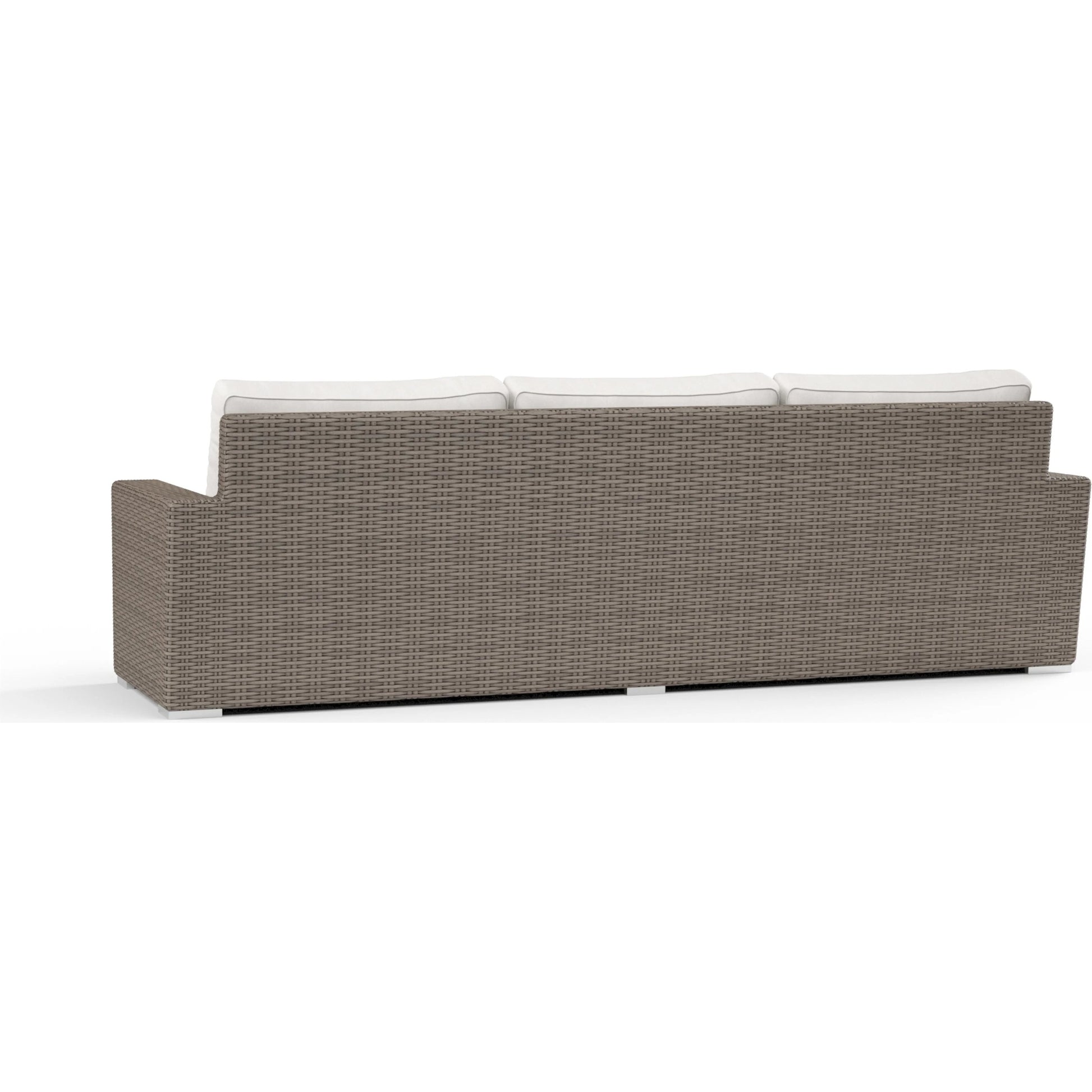 Coronado Outdoor Sofa in Canvas Flax by Sunset West in driftwood. Made from resin wicker in a modern style.