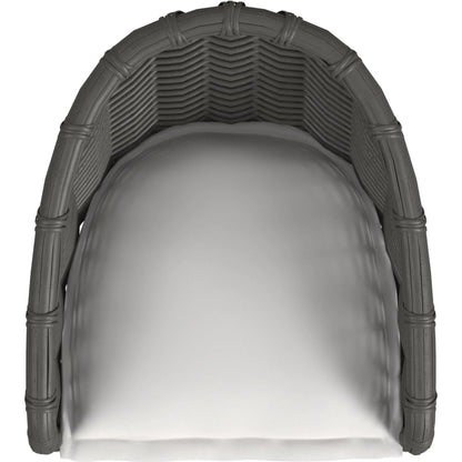 Cabo Outdoor Barstool by Sunset West in dark wood. Made from resin wicker in a rustic style.