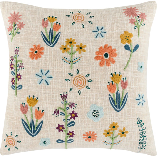Sunniva Accent Pillow by Livabliss in peach, coral, mustard, teal, olive, lavender, sky blue, cream. Made from cotton in a unique style.