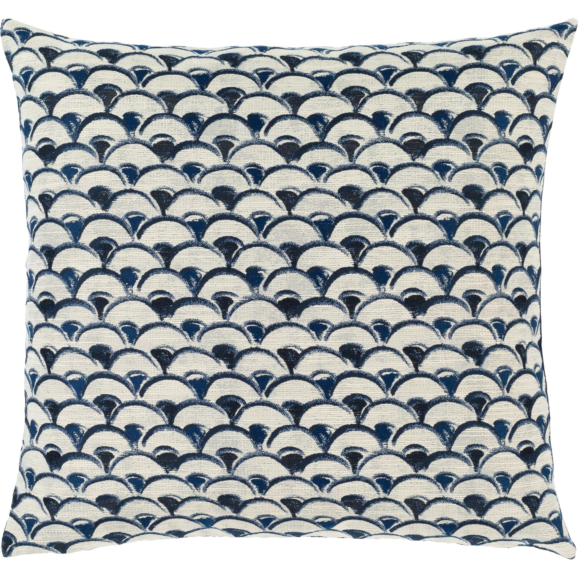 Sanya Bay Pillow - 32492 by Livabliss in tan, light blue, navy. Made from main: 60% recycled fabric, main: 40% jute in a modern style.