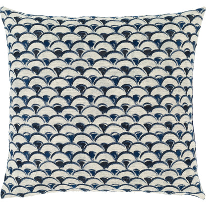 Sanya Bay Pillow - 32492 by Livabliss in tan, light blue, navy. Made from main: 60% recycled fabric, main: 40% jute in a modern style.
