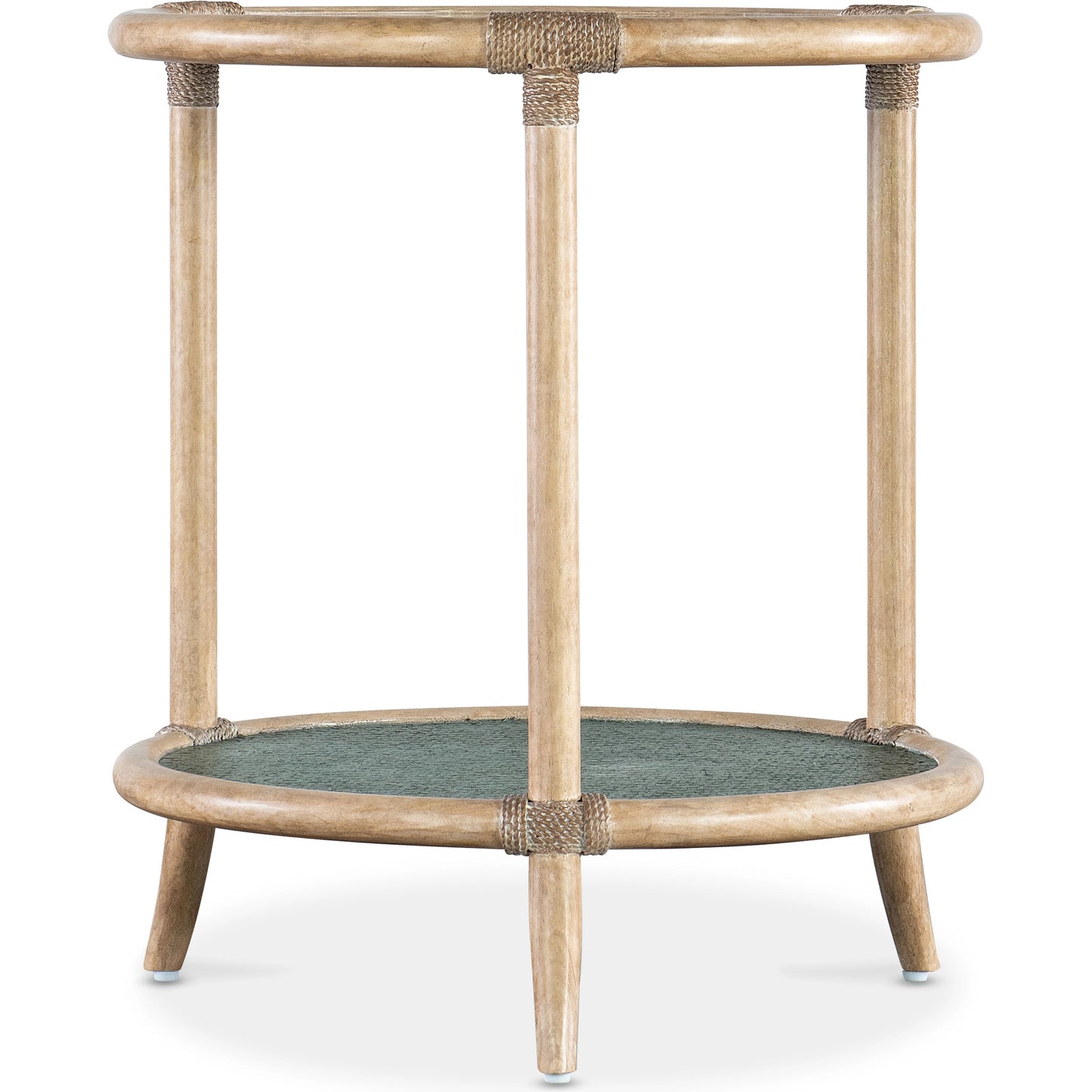 005 SI-2133725 | Additional Silo | Retreat Raffia End Table by Hooker Furniture. Made from maple veneers, engineered raffia, rope, tempered glass in a cottage & farmhouse style.