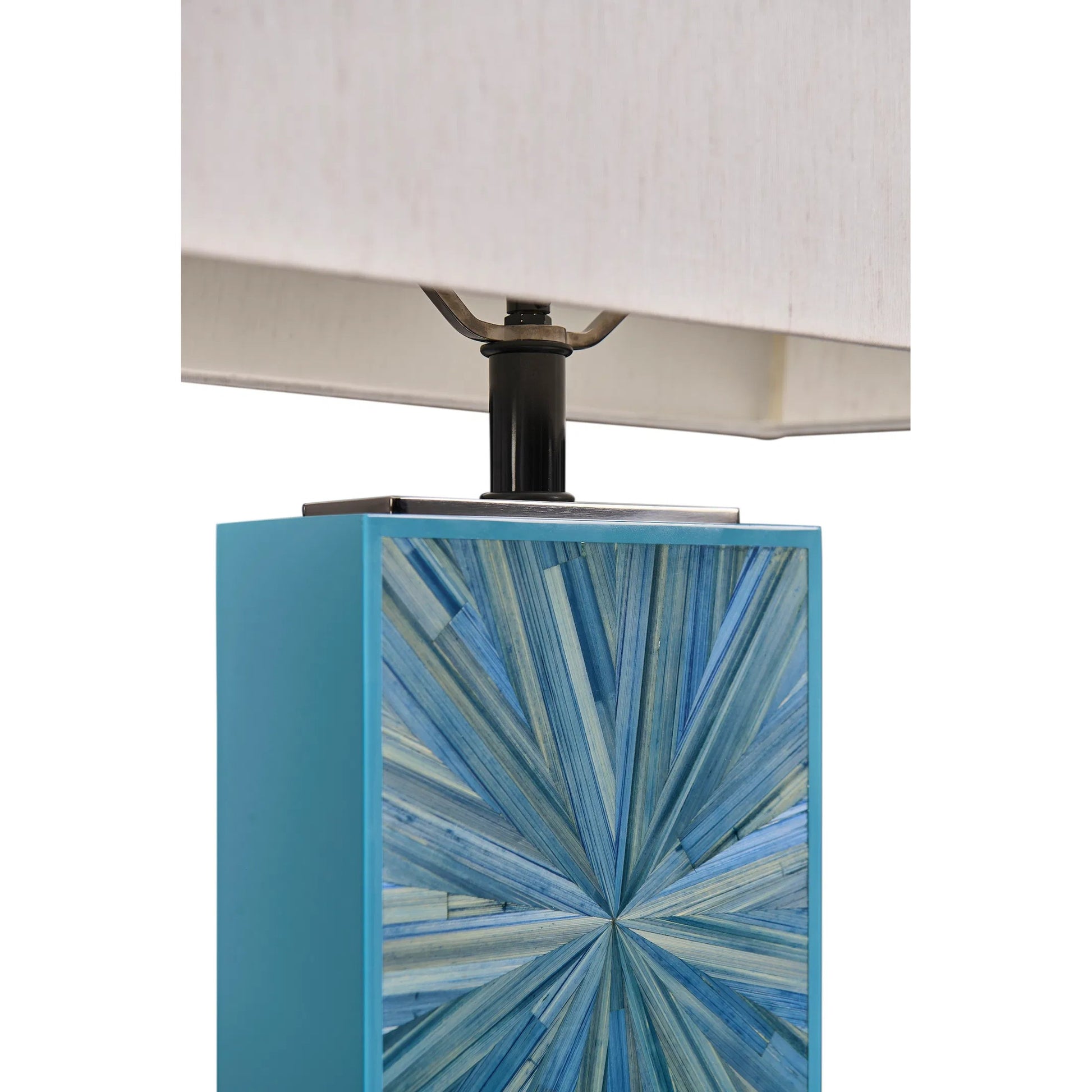 Sapphire Vertical Table Lamp by Jonathan Charles in azure blue straw. Made from main straw in a unique style.