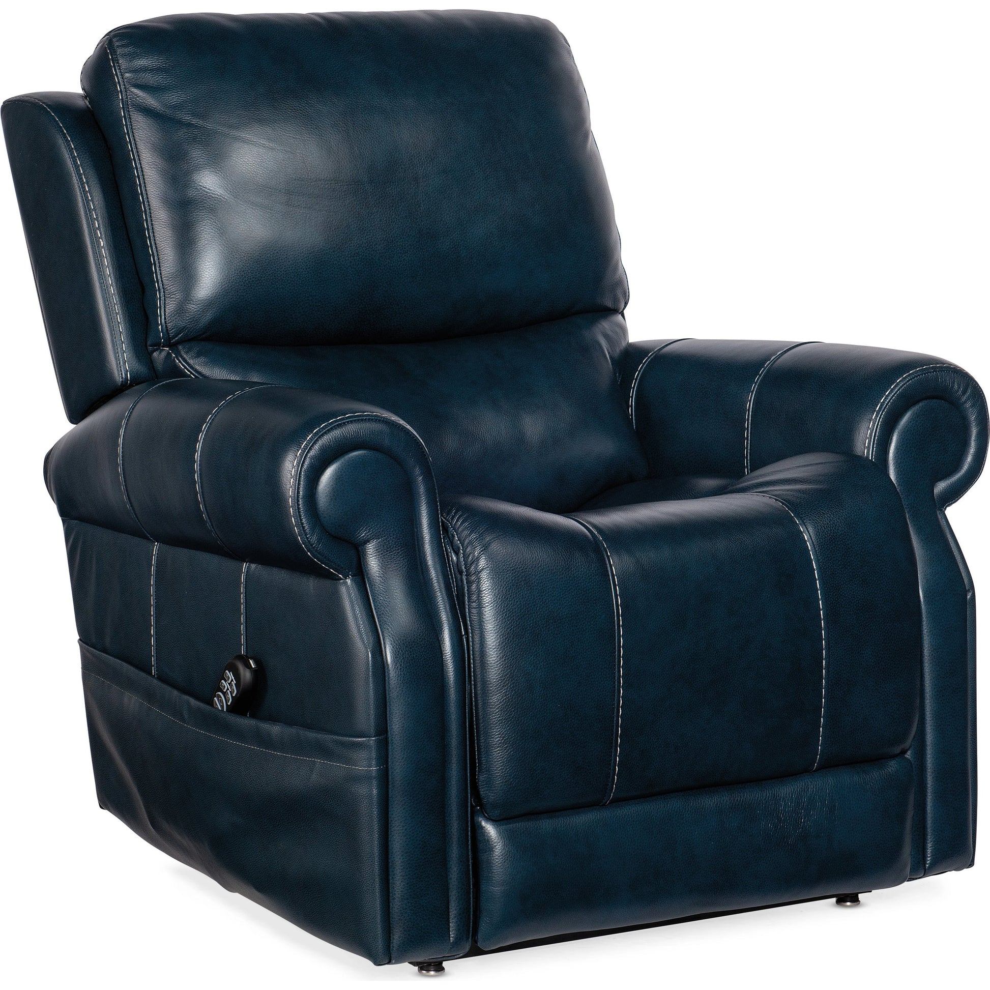 Eisley Power Recliner by Hooker Furniture in sorrento night seas. Made from leather in a traditional style.