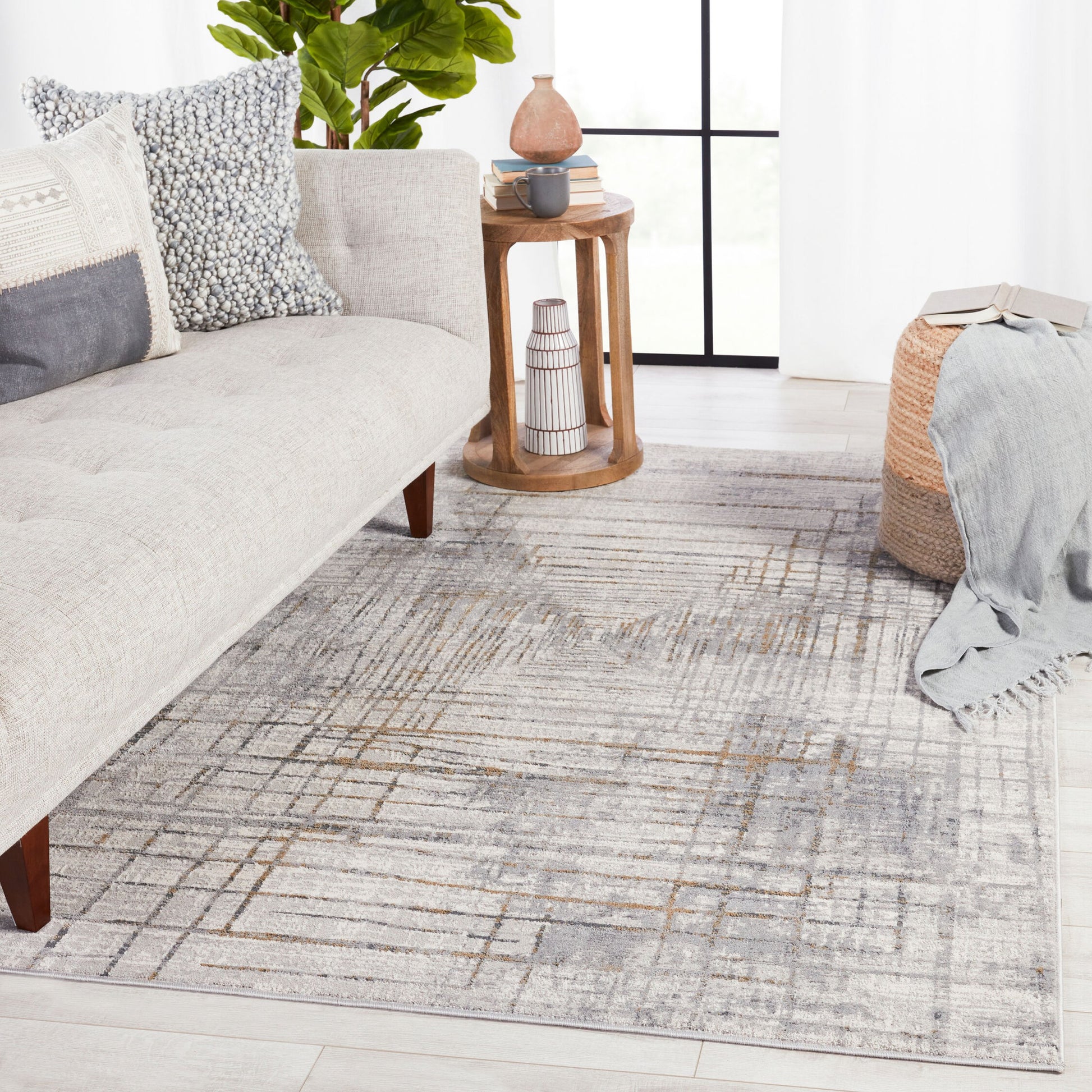 Solace SOC05 Rug by Jaipur Living in gray, gold. Made from unique in a unique style.