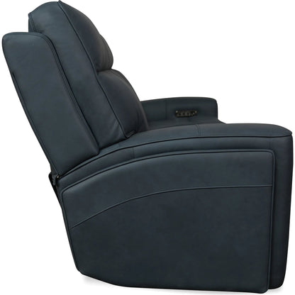 Riverton Power Sofa with Power Headrest and Lumbar by Hooker Furniture in dante afterdusk. Made from leather in a traditional style.