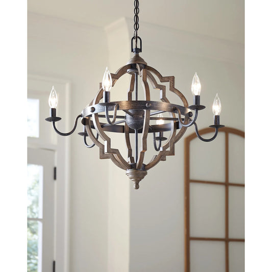 Socorro Six Light Chandelier by Visual Comfort & Co. in stardust. Made from steel in a unique style.