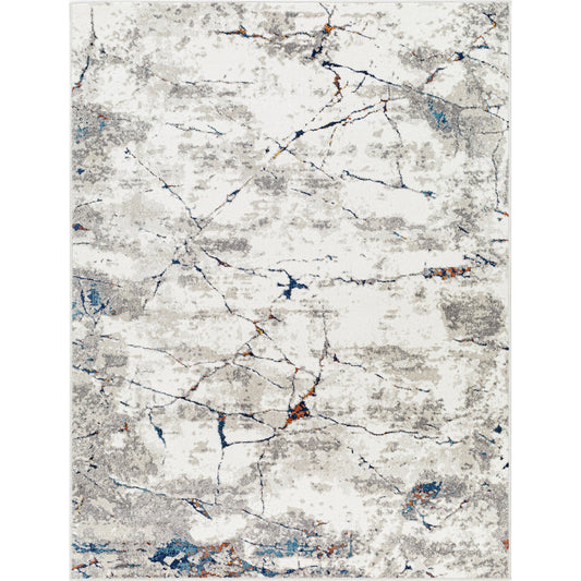 Soldado Rug - 33123 by Livabliss in white, medium gray, dark blue, blue, rust, mustard. Made from main: 85% polypropylene, main: 15% polyester in a unique style.