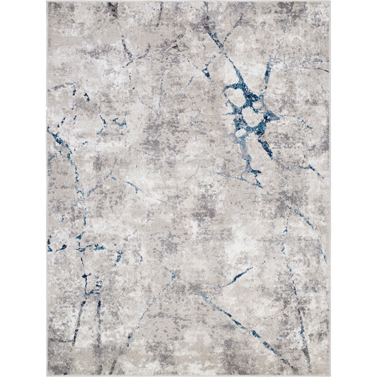Soldado Rug - 33126 by Livabliss in medium gray, white, blue, dark blue, light brown. Made from main: 85% polypropylene, main: 15% polyester in a unique style.