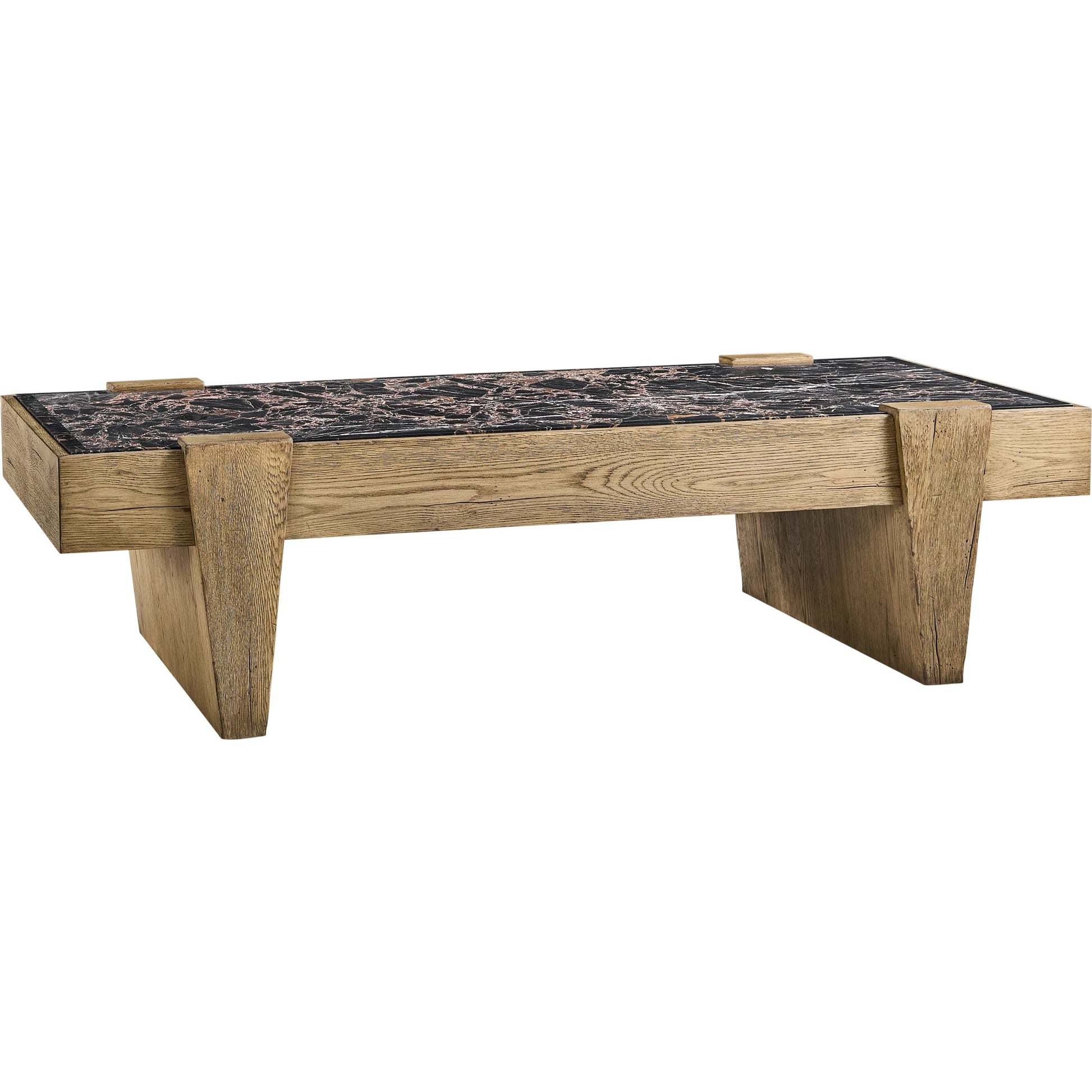 Echo Canyon Marble Rectangular Cocktail Table by Jonathan Charles in faded oak. Made from oak veneer in a cottage & farmhouse style.