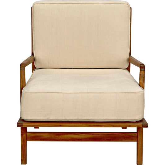 Allister Chair by Noir in off white and teak. Made from teak in a transitional style.