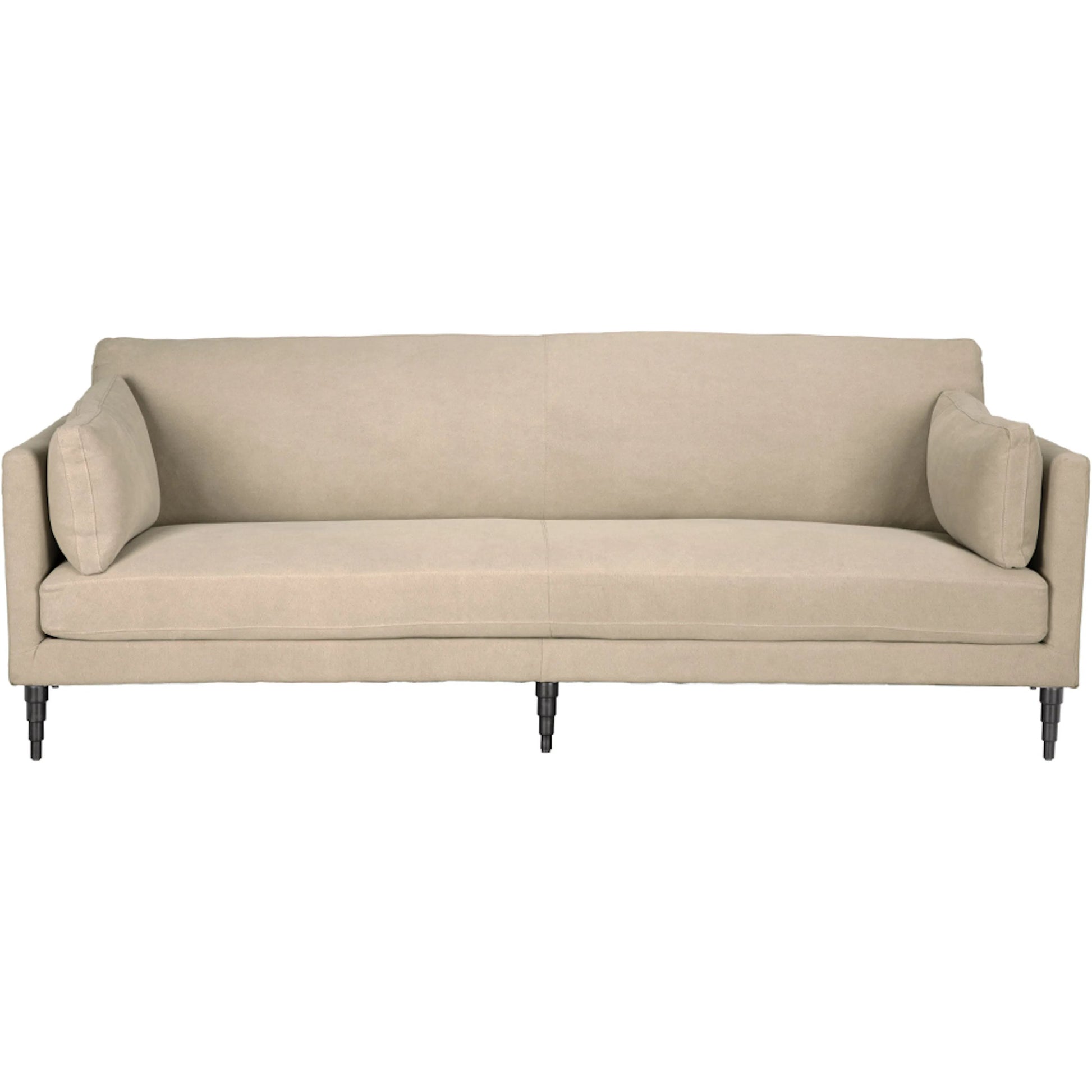 Andalusia Sofa by Noir in natural linen, black wood. Made from linen, black wood in a transitional style.