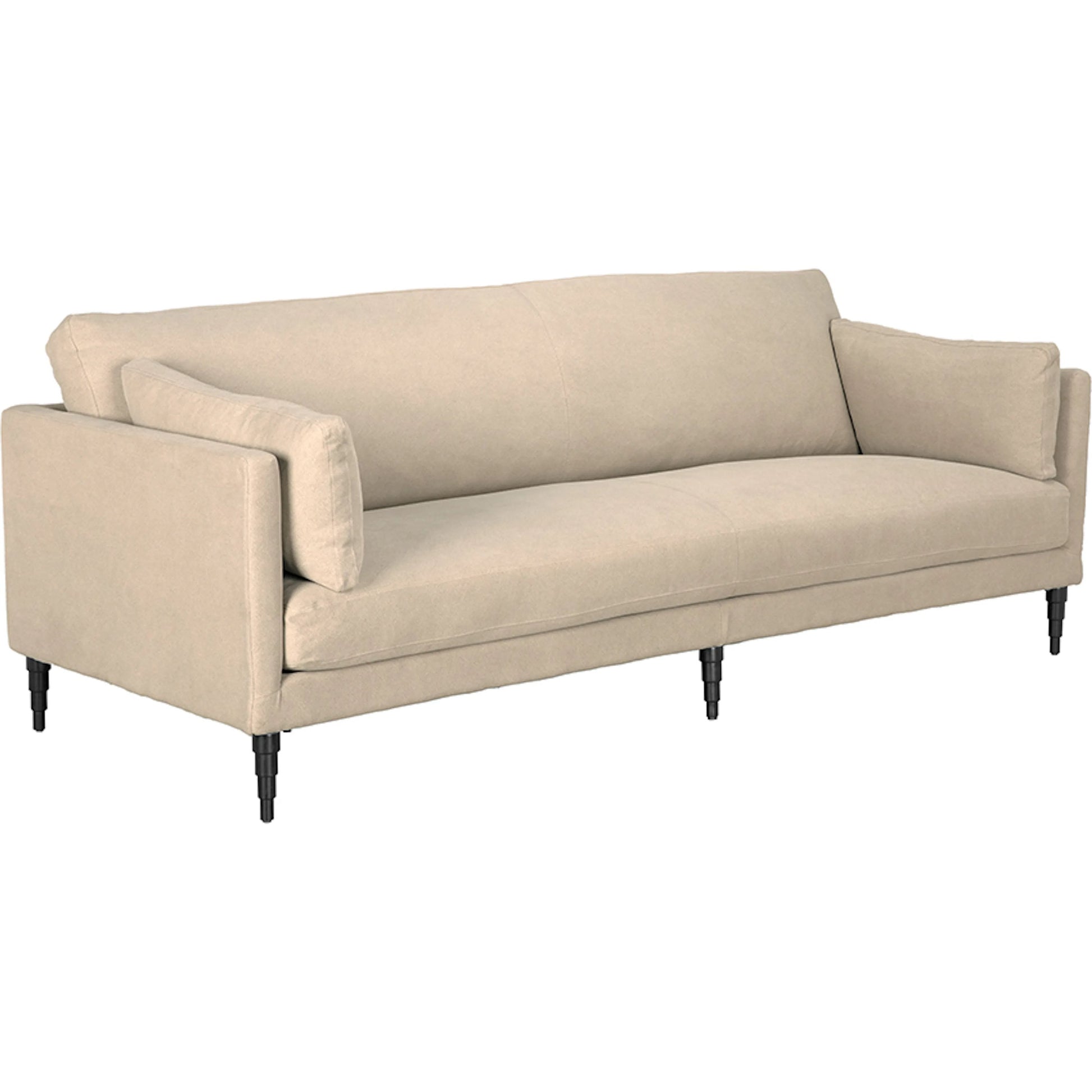 Andalusia Sofa by Noir in natural linen, black wood. Made from linen, black wood in a transitional style.