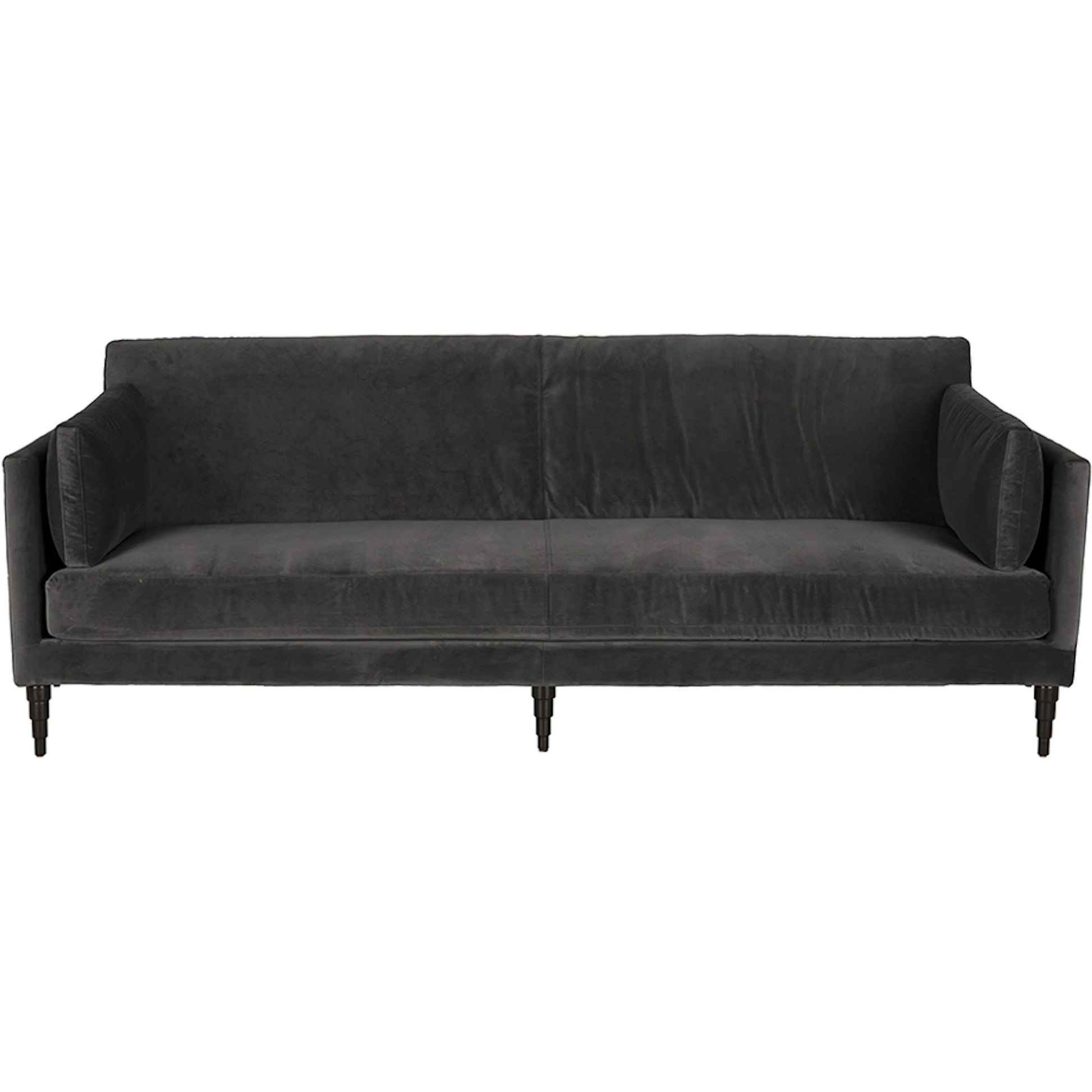 Andalusia Velvet Sofa by Noir in grey velvet, black legs. Made from velvet, wood legs in a traditional style.