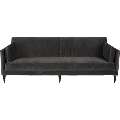Andalusia Velvet Sofa by Noir in grey velvet, black legs. Made from velvet, wood legs in a traditional style.