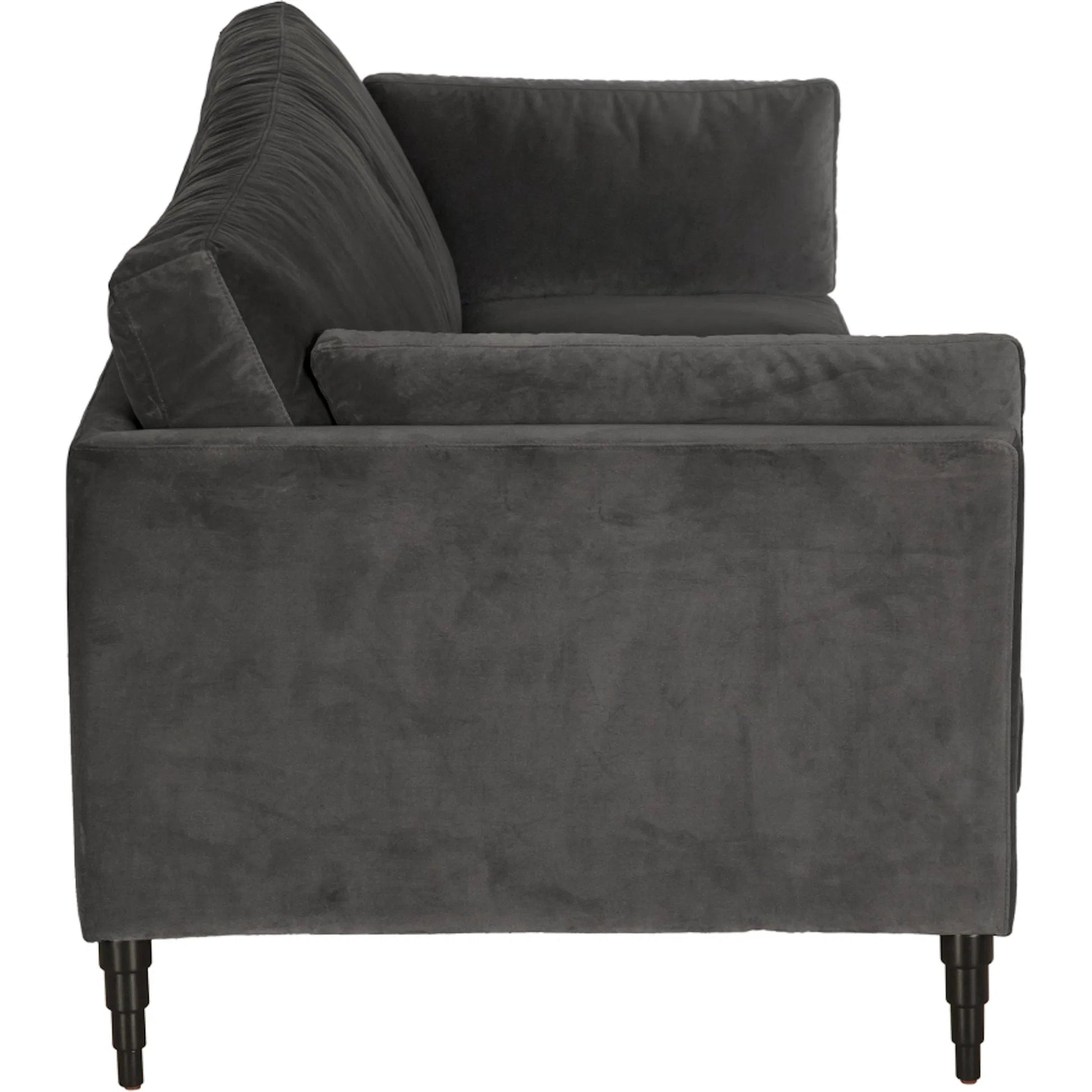 Andalusia Velvet Sofa by Noir in grey velvet, black legs. Made from velvet, wood legs in a traditional style.
