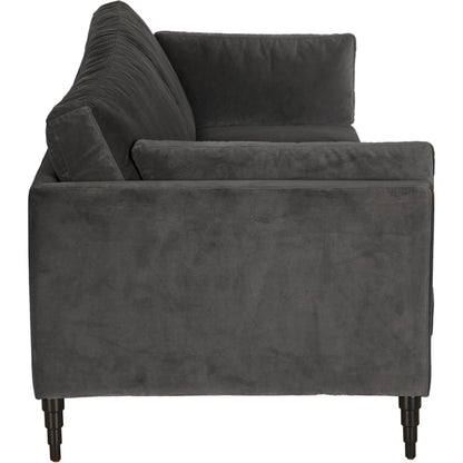 Andalusia Velvet Sofa by Noir in grey velvet, black legs. Made from velvet, wood legs in a traditional style.