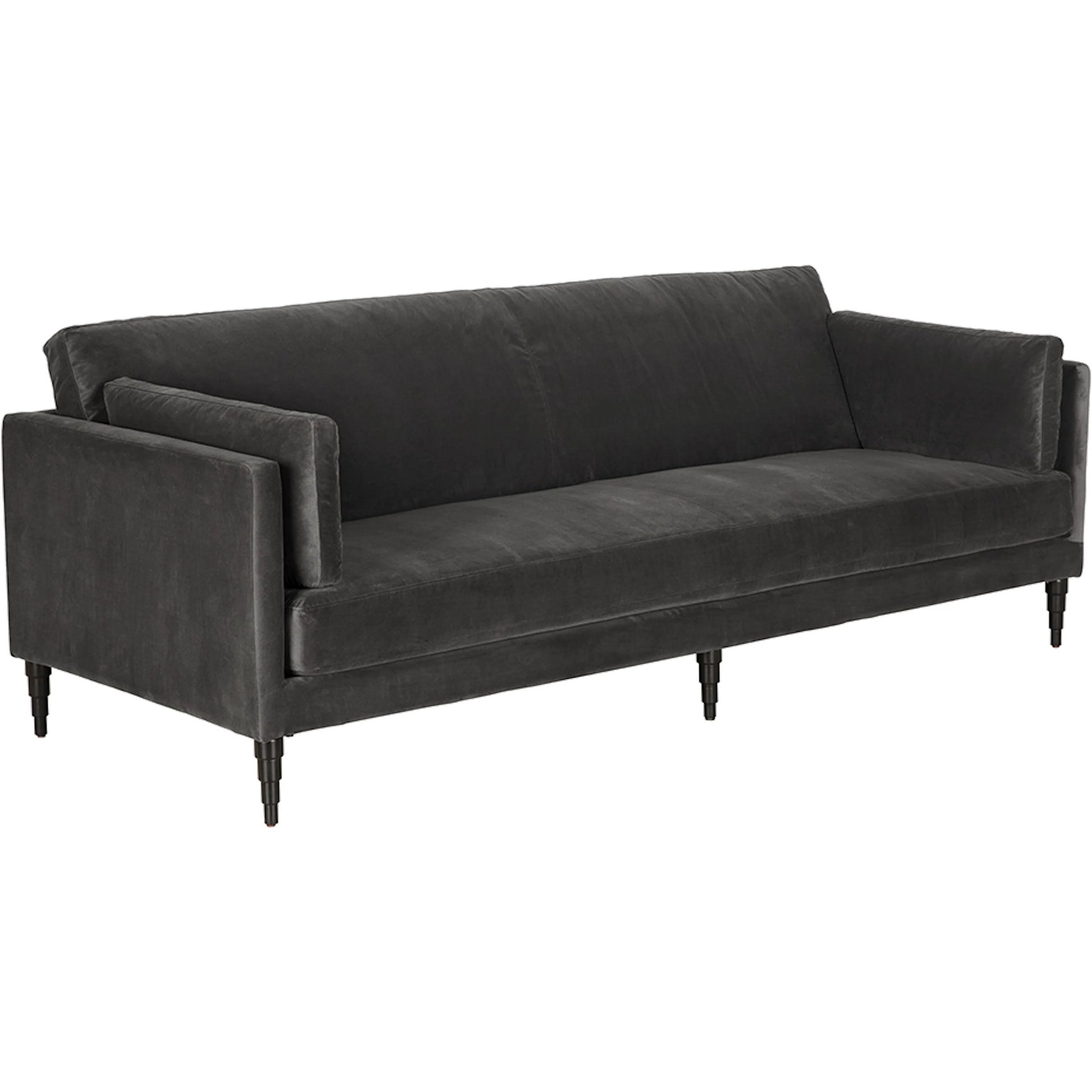 Andalusia Velvet Sofa by Noir in grey velvet, black legs. Made from velvet, wood legs in a traditional style.
