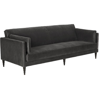 Andalusia Velvet Sofa by Noir in grey velvet, black legs. Made from velvet, wood legs in a traditional style.