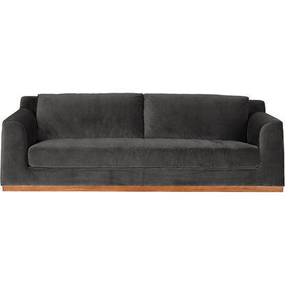 Seville Sofa by Noir in charcoal, dark walnut. Made from velvet, walnut in a eclectic & global style.