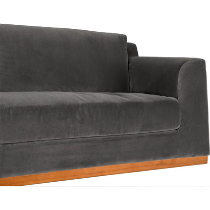 Seville Sofa by Noir in charcoal, dark walnut. Made from velvet, walnut in a eclectic & global style.