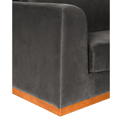 Seville Sofa by Noir in charcoal, dark walnut. Made from velvet, walnut in a eclectic & global style.