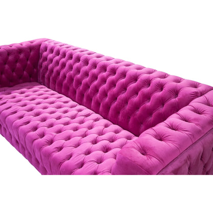 Vicenza Tufted Sofa by Pasargad Home. Made from velvet in a modern style.