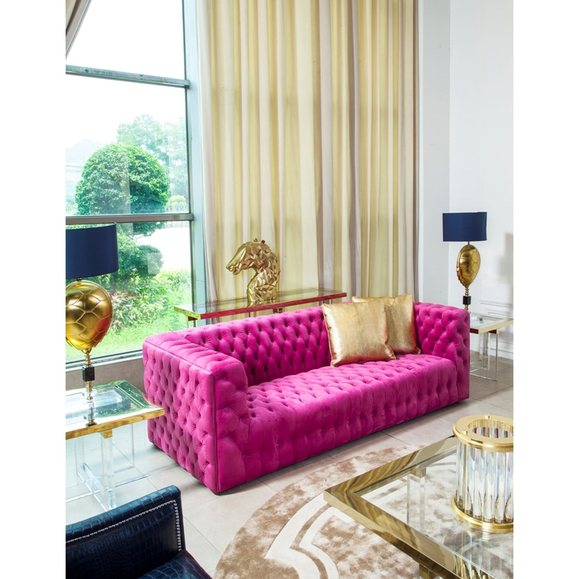 Vicenza Tufted Sofa by Pasargad Home. Made from velvet in a modern style.