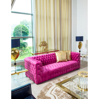 Vicenza Tufted Sofa by Pasargad Home. Made from velvet in a modern style.