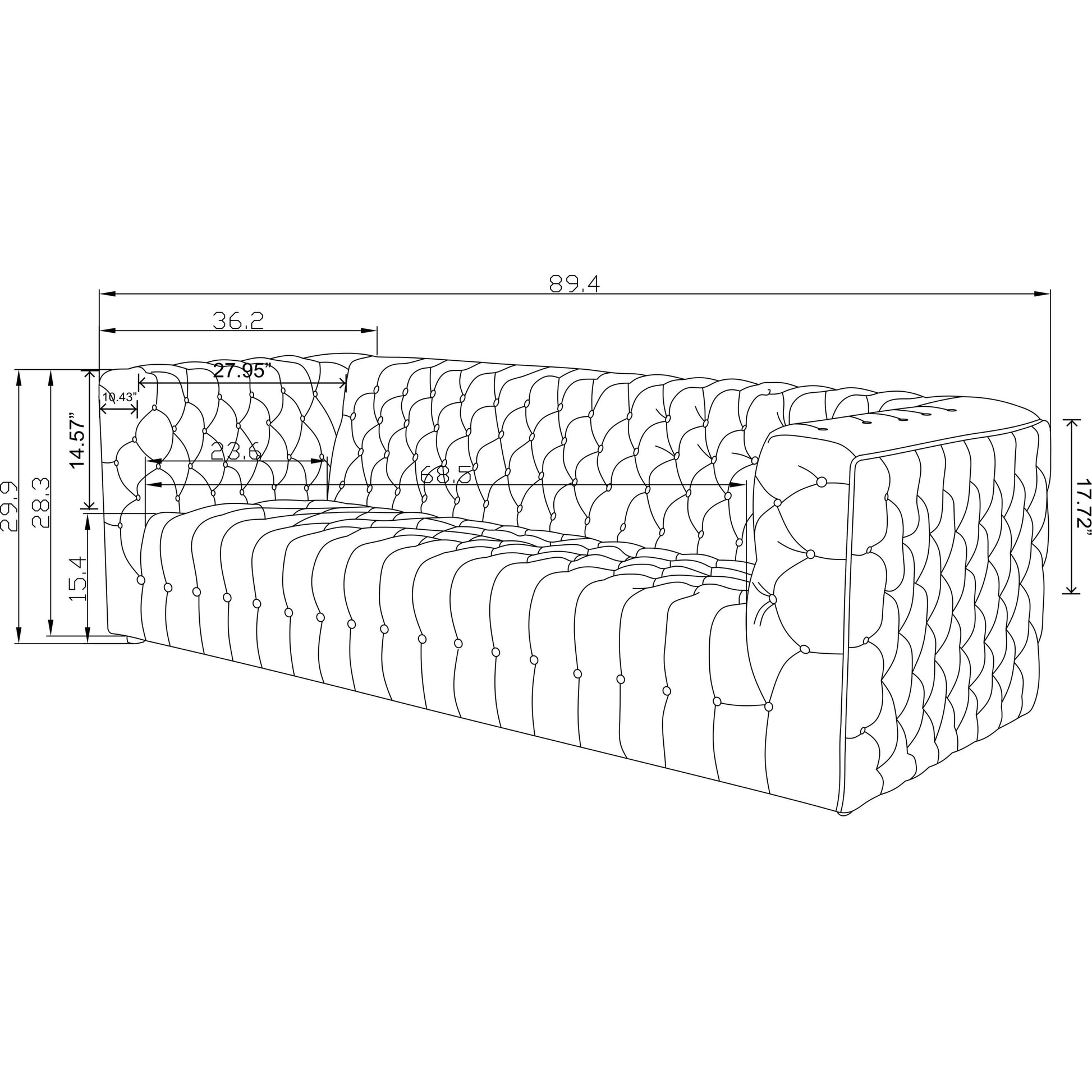 Vicenza Tufted Sofa by Pasargad Home. Made from velvet in a modern style.