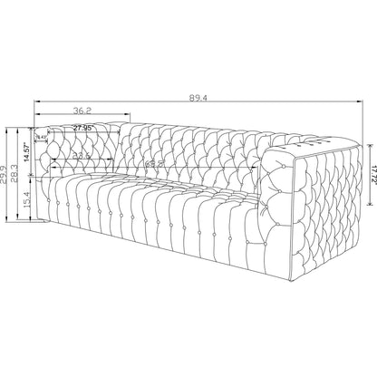 Vicenza Tufted Sofa by Pasargad Home. Made from velvet in a modern style.