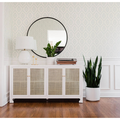 Sofia Cane Cabinet by Worlds Away. Made from hardwood solids, mdf, caning, metal in a modern style.
