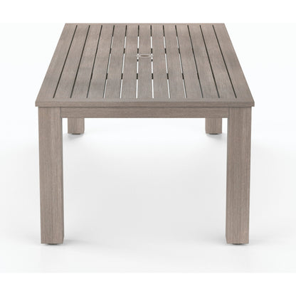 Laguna Outdoor 90"-120" Extension Dining Table by Sunset West in driftwood. Made from aluminum in a modern style.